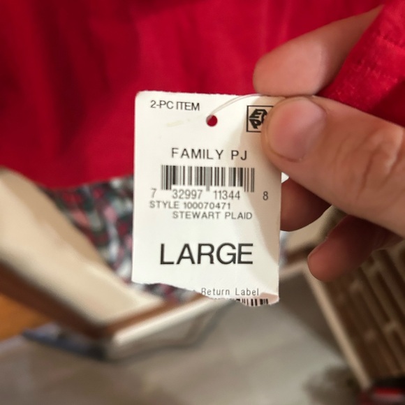 NWT Macys Family Pajamas men’s size large pajama set red shirt plaid flannel - Picture 3 of 6